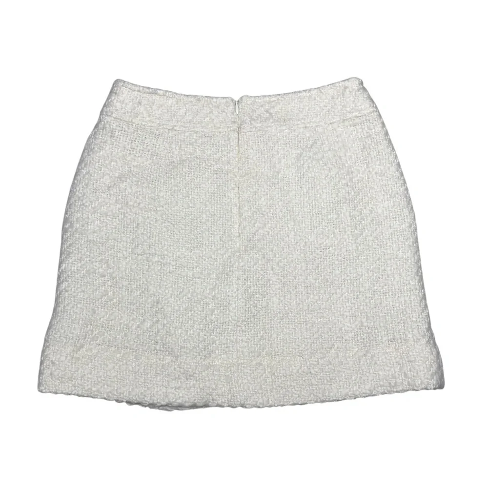REISS June Short Boucle Skirt Ivory Off-White Size 6, UK 10 Pockets Lined Pencil